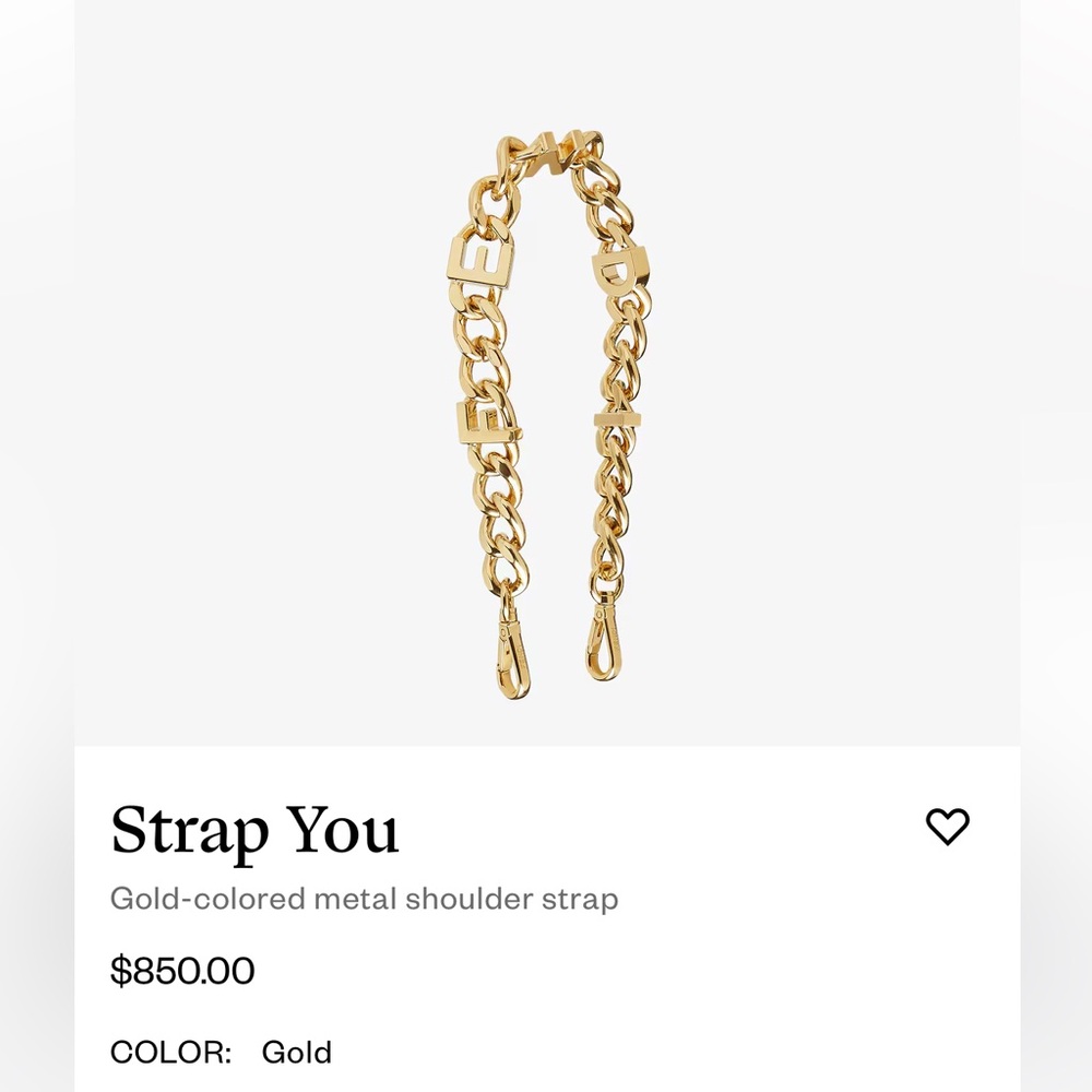 Fendi STRAP YOU gold 50cm strap